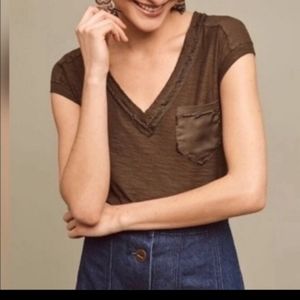 Yellow Anthropologie pocket Tee Shirt